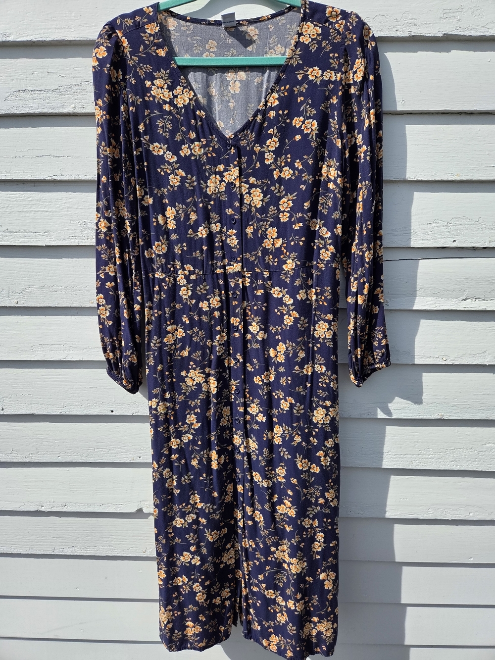 Old Navy Navy Blue Dress with Orange Floral Print - Picture 8 of 9